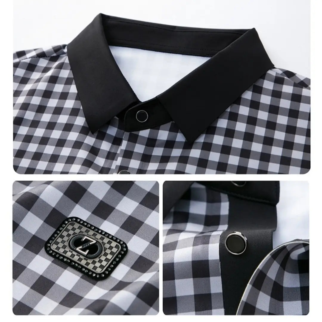 Polo de Seda para Hombre Camisa de Manga Corta Informal de Negocios de Verano