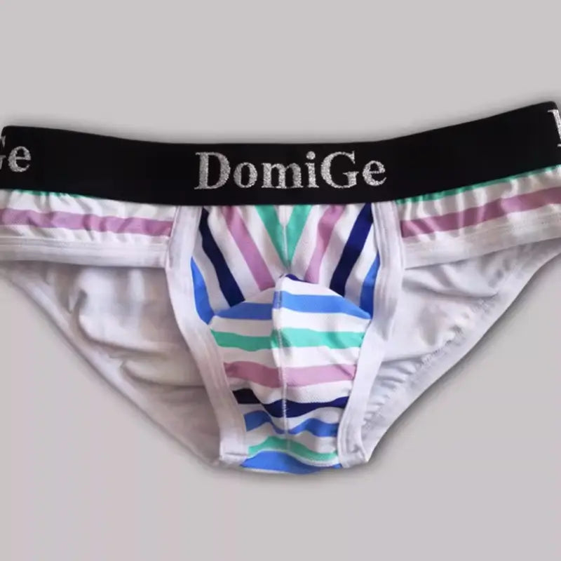 DomiGe Men's Breathable & Comfortable Bikini Briefs - Stripe Color, Black