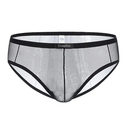 Semitransparent micro-mesh sheer fabric texture — lightweight breathable DomiGe briefs Black 3D