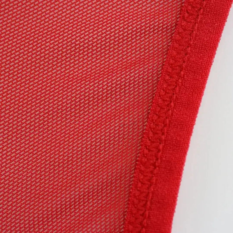 Semitransparent micro-mesh sheer fabric texture — lightweight breathable DomiGe briefs Red A