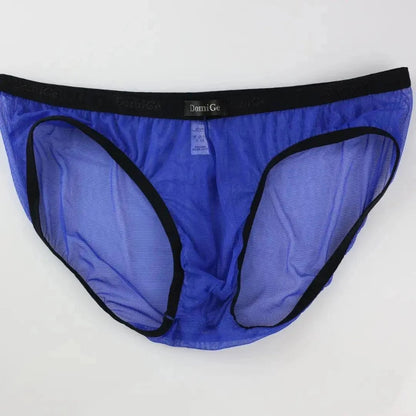 Sheer briefs front flat view — minimal coverage seamless DomiGe Blue