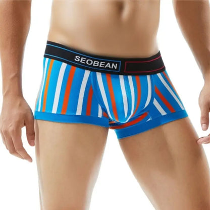 Seobean Low Rise Striped Boxer Briefs Men Cotton Trunk Underwear