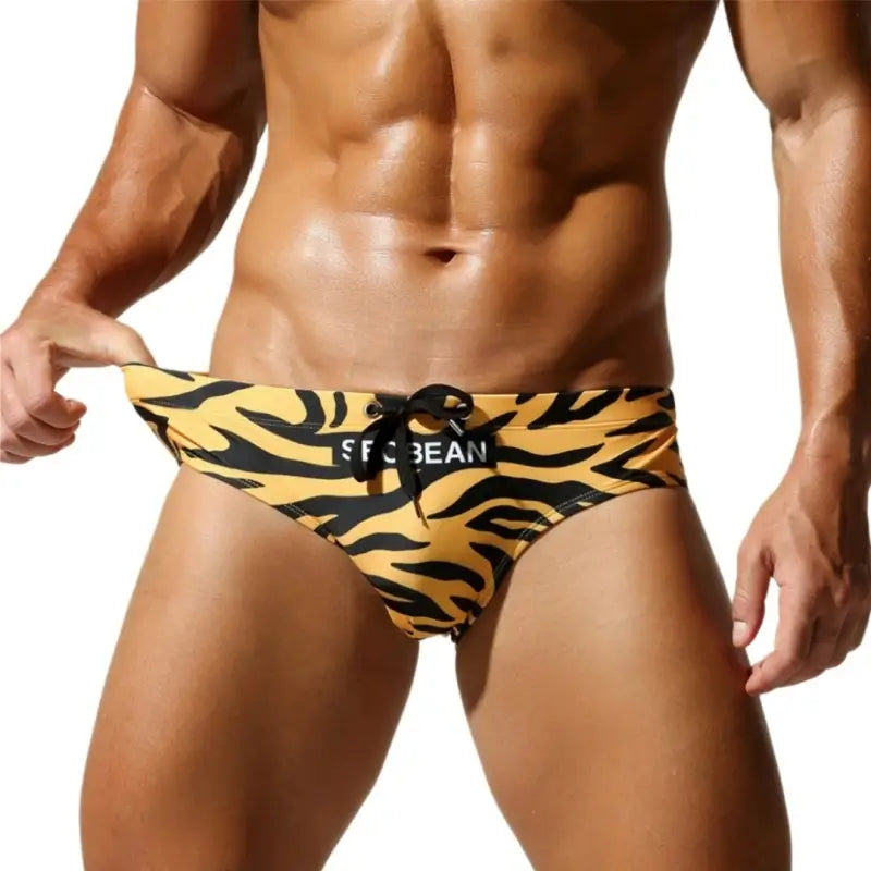 Wild Instinct Swim Briefs — Animal Print Quick-Dry - DomigeWear