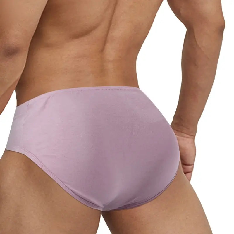 Dusky Pink modal briefs rear view with deep V front - Adannu AD330