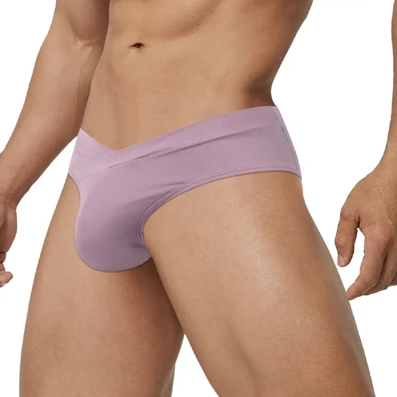 Dusky Pink seamless briefs side view on model - Adannu AD330