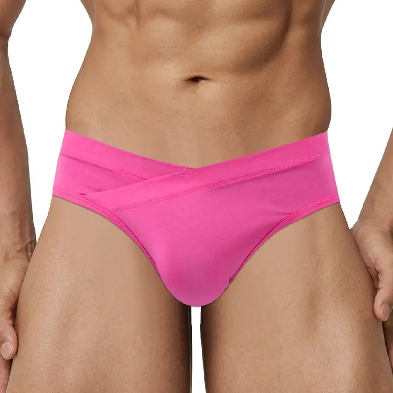 Plum Red seamless low rise briefs on male model, front view - Adannu AD330