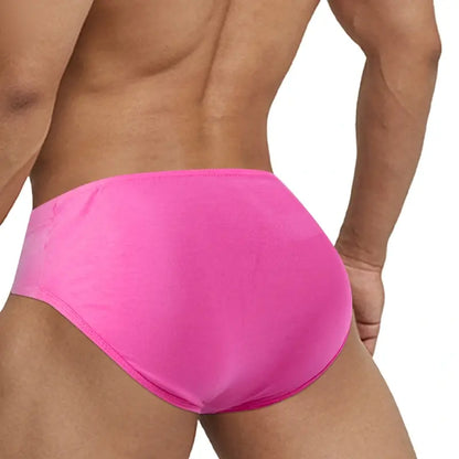 Plum Red modal briefs rear view with deep V front - Adannu AD330