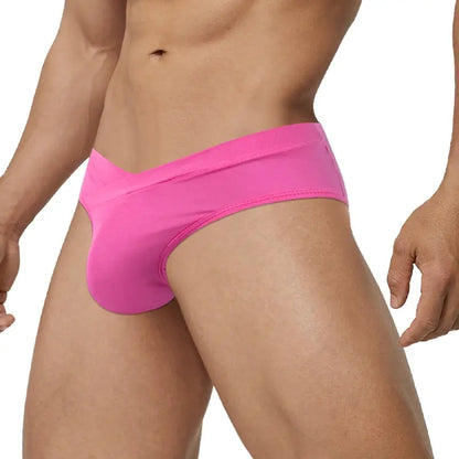 Plum Red seamless briefs side view on model - Adannu AD330