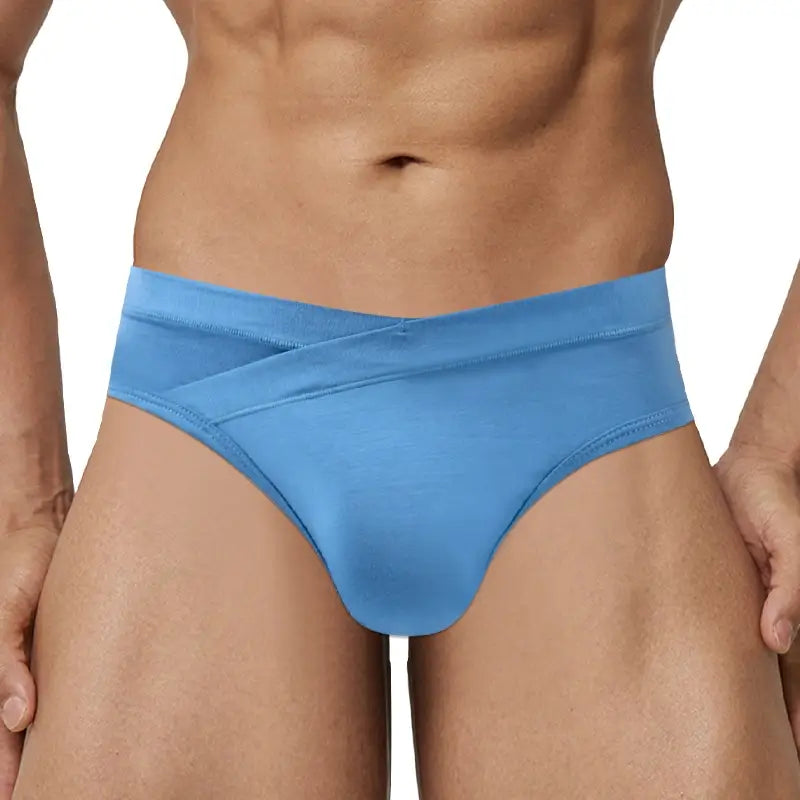 Slate Blue seamless low rise briefs on male model, front view - Adannu AD330