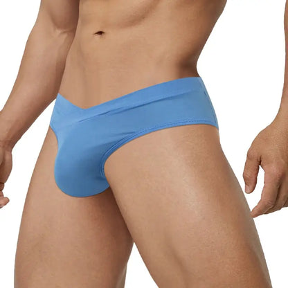 Slate Blue seamless briefs side view on model - Adannu AD330