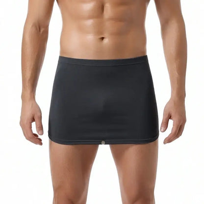 Gray mens modal sleep skirt front view on model - Adannu AD421