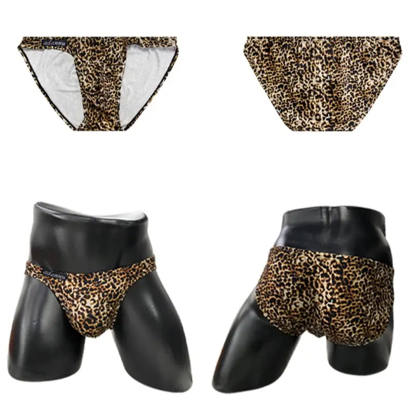 Adannu Adannu Men's Leopard Print Bikini Briefs - Low-Rise Supportive Pouch Underwear AD744