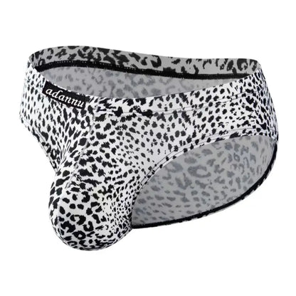 Adannu Adannu Men's Leopard Print Bikini Briefs - Low-Rise Supportive Pouch Underwear AD744