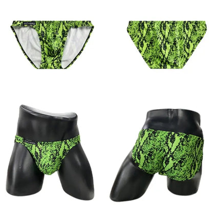 Adannu Adannu Men's Leopard Print Bikini Briefs - Low-Rise Supportive Pouch Underwear AD744