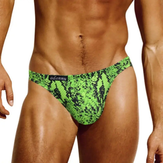 Adannu Adannu Men's Leopard Print Bikini Briefs - Low-Rise Supportive Pouch Underwear AD744