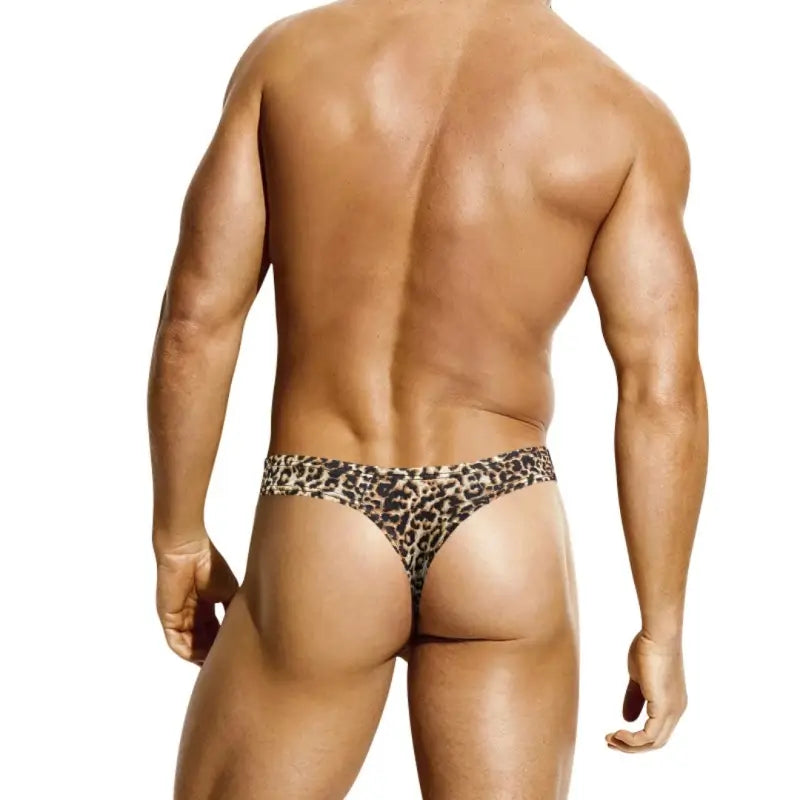 Adannu Adannu Men's Leopard Thongs Moisture-Wicking Cotton Seamless AD745