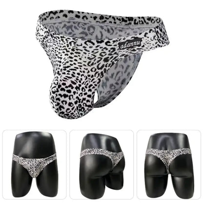 Adannu Adannu Men's Leopard Thongs Moisture-Wicking Cotton Seamless AD745
