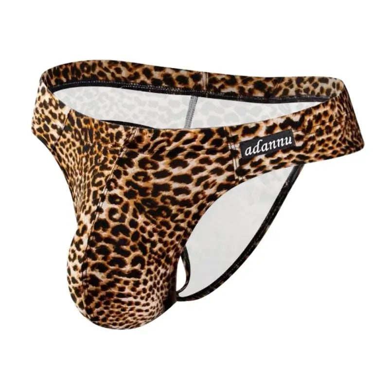 Adannu Adannu Men's Leopard Thongs Moisture-Wicking Cotton Seamless AD745