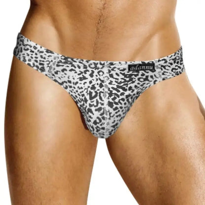 Adannu Adannu Men's Leopard Thongs Moisture-Wicking Cotton Seamless AD745