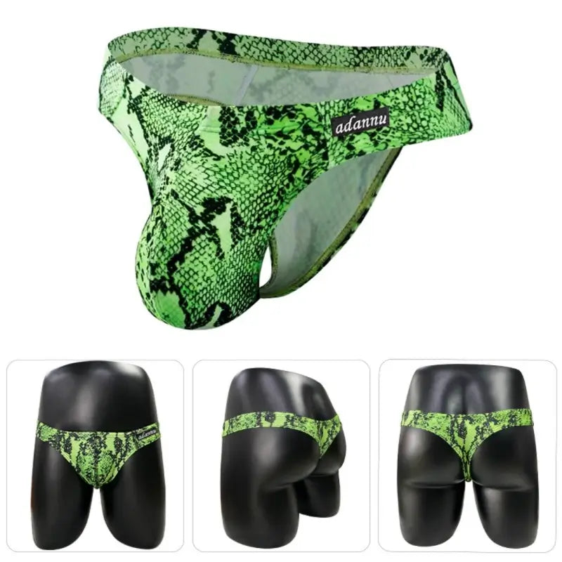 Adannu Adannu Men's Leopard Thongs Moisture-Wicking Cotton Seamless AD745