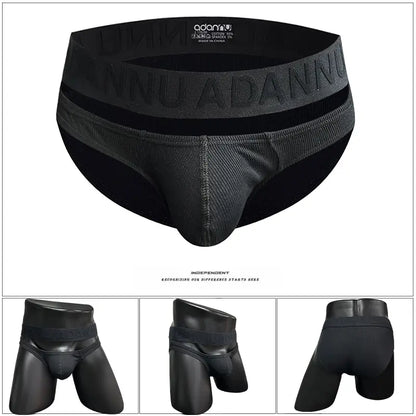 Adannu Adannu Men's Low-Rise Bikini Briefs Enhanced Pouch AD793