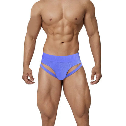 Adannu Adannu Men's Low-Rise Ribbed Briefs Sexy Cotton-Spandex Underwear AD759