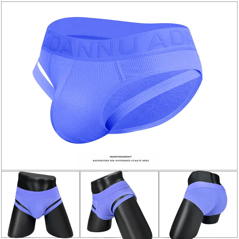 Adannu Adannu Men's Low-Rise Ribbed Briefs Sexy Cotton-Spandex Underwear AD759