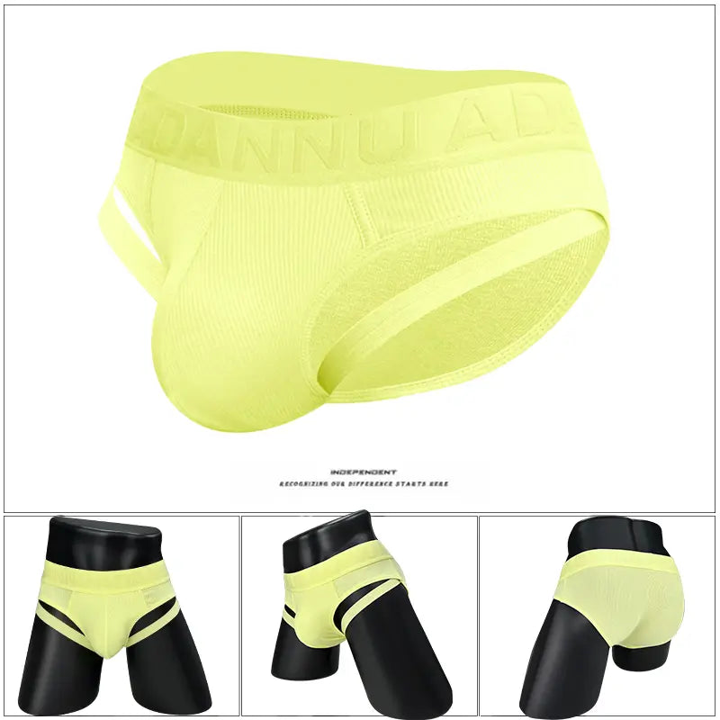 Adannu Adannu Men's Low-Rise Ribbed Briefs Sexy Cotton-Spandex Underwear AD759
