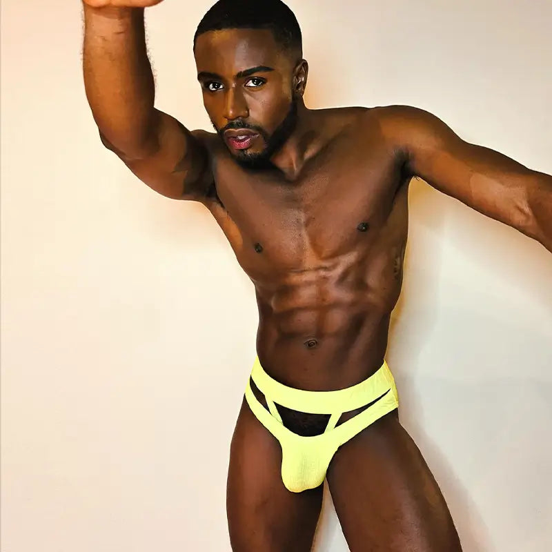 Adannu Adannu Men's Sexy Low Rise Breathable Pouch Briefs with Surround Ring Design AD752