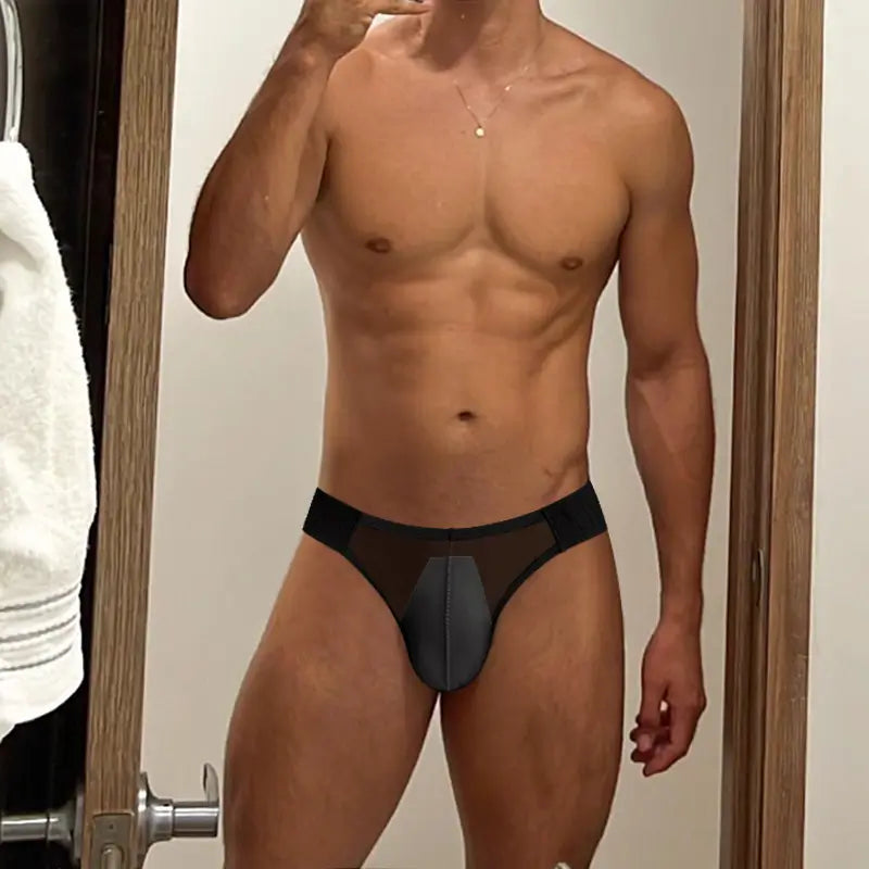 Adannu Adannu Men's Sexy Mesh Briefs with Enhanced Pouch – Ultra-Thin 0.01mm Transparent Mesh AD780
