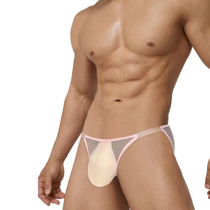 Adannu Adannu Men's Ultra-Sexy Low-Rise Bikini Briefs with Sheer Mesh Panels & High-Cut Design