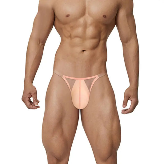 Adannu Adannu Men's Ultra-Sexy Low-Rise Bikini Briefs with Sheer Mesh Panels & High-Cut Design