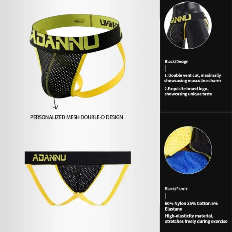 Adannu Men's Underwear Men's Mesh Jockstrap AD154