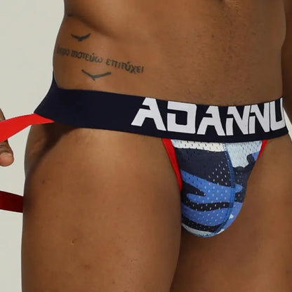 Adannu Underwear Men's Double Strap Jockstrap — Camo Mesh