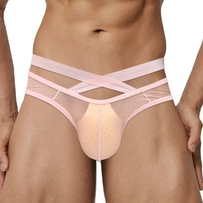 Adannu Underwear Men's Sexy Cross-Strap Sheer Brief AD322