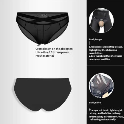 Adannu Underwear Men's Sexy Cross-Strap Sheer Brief AD322