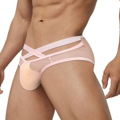 Adannu Underwear Men's Sexy Cross-Strap Sheer Brief AD322