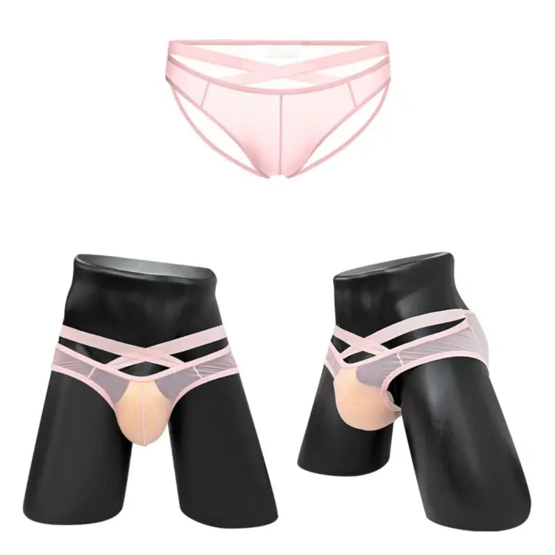 Adannu Underwear Men's Sexy Cross-Strap Sheer Brief AD322