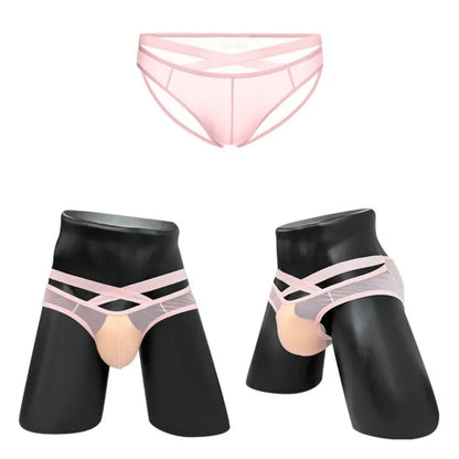 Adannu Underwear Men's Sexy Cross-Strap Sheer Brief AD322