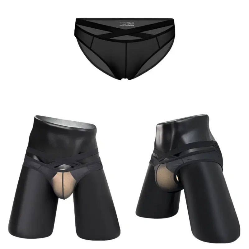 Adannu Underwear Men's Sexy Cross-Strap Sheer Brief AD322
