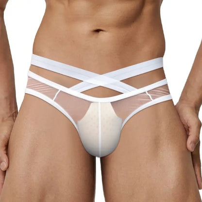 Adannu Underwear Men's Sexy Cross-Strap Sheer Brief AD322