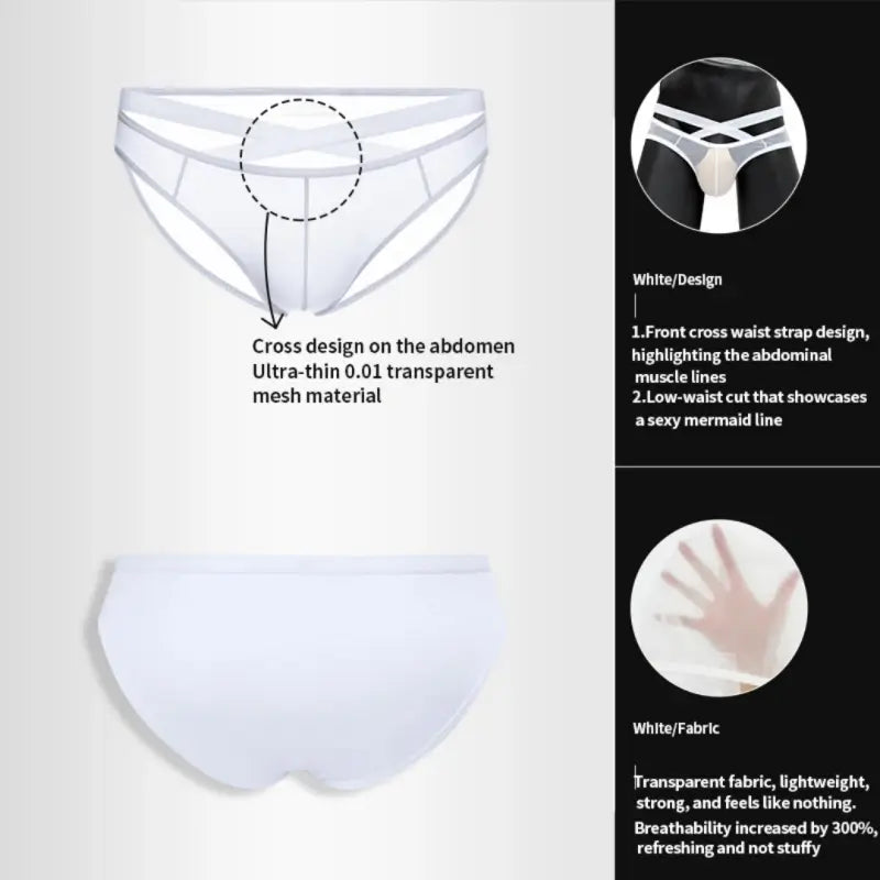 Adannu Underwear Men's Sexy Cross-Strap Sheer Brief AD322