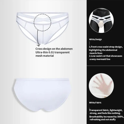 Adannu Underwear Men's Sexy Cross-Strap Sheer Brief AD322