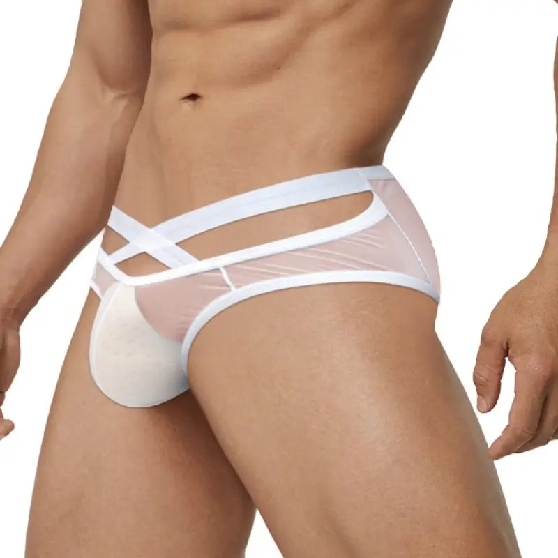 Adannu Underwear Men's Sexy Cross-Strap Sheer Brief AD322