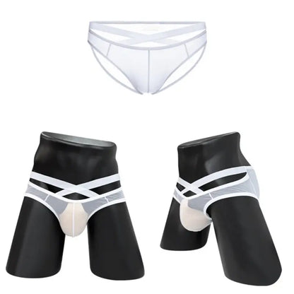 Adannu Underwear Men's Sexy Cross-Strap Sheer Brief AD322