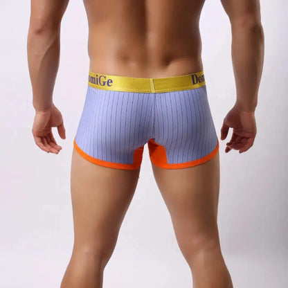 DomiGe ice silk boxer brief purple rear view — stay-put legs clean finish model	