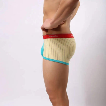 DomiGe ice silk boxer brief yellow side view — 4-way stretch profile stay-put leg openings model	