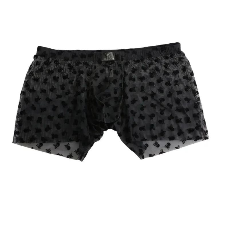 Flocking microfiber accent detail black — velvet-textured panel nylon boxer briefs DomiGe	