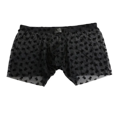 Flocking microfiber accent detail black — velvet-textured panel nylon boxer briefs DomiGe	
