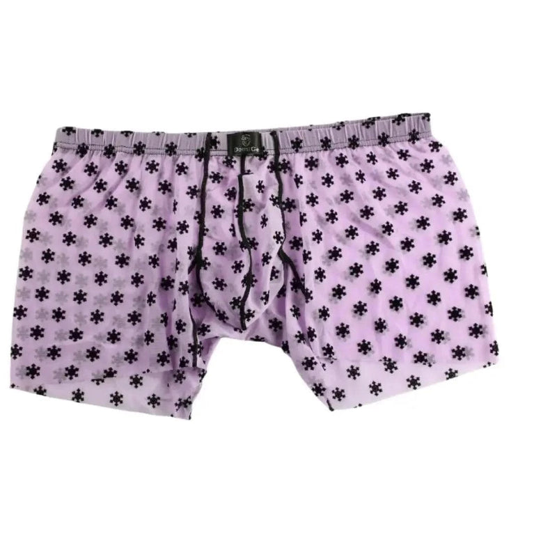 Flocking microfiber accent detail pink — velvet-textured panel nylon boxer briefs DomiGe	